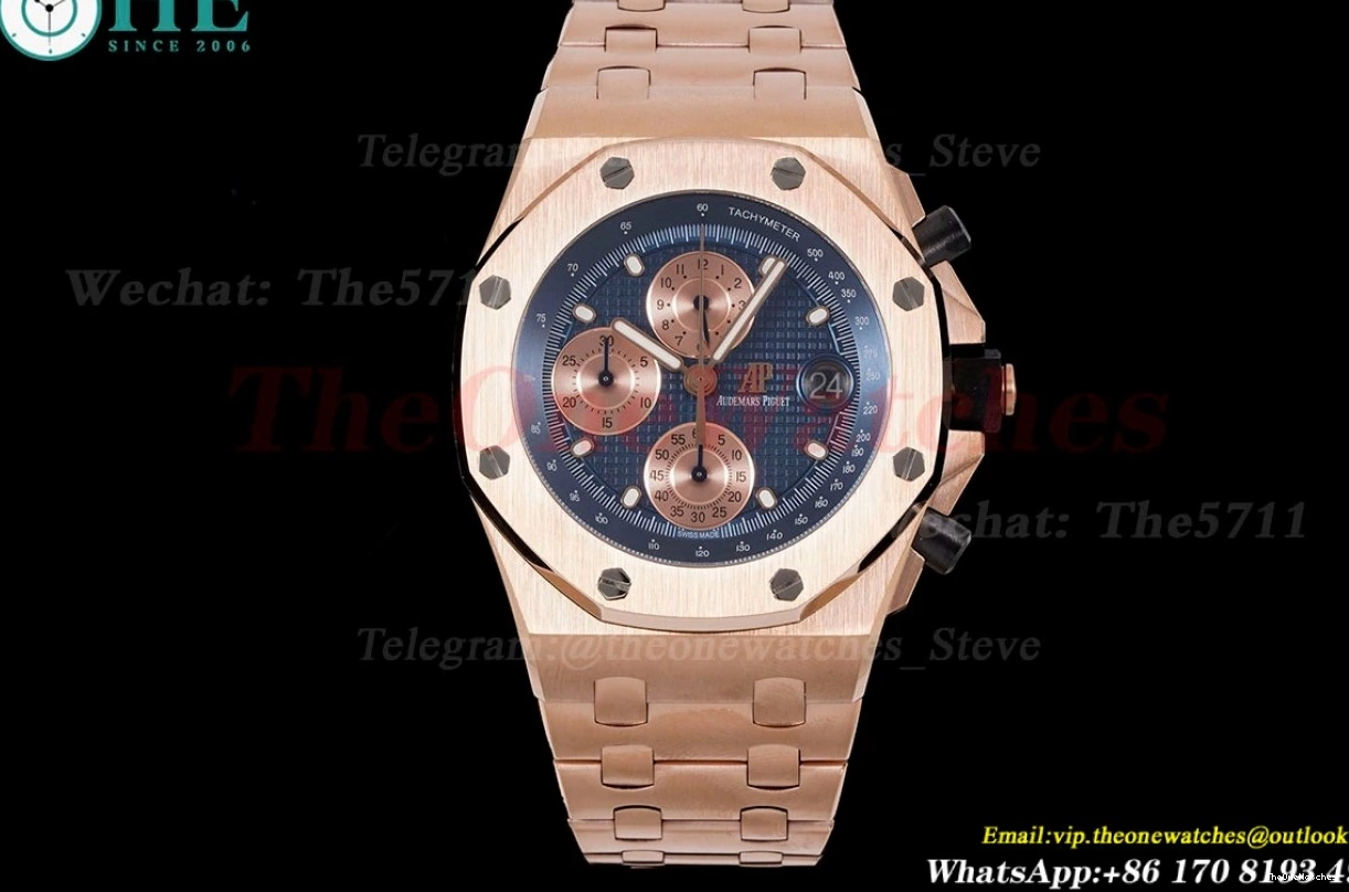 Gold 42mm Blue Oak Royal Offshore APF A7750 RG RG 0303